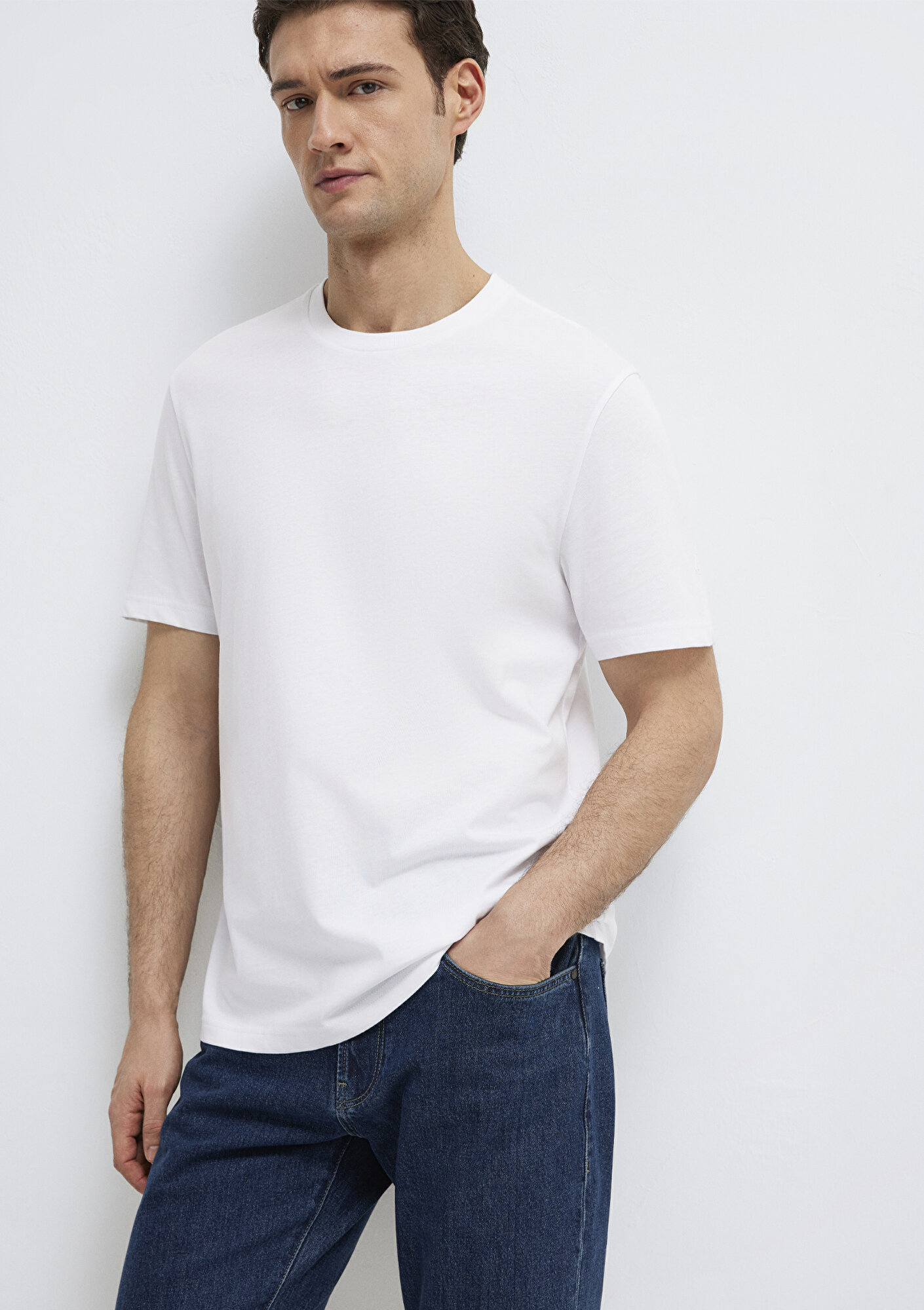 Mavi Beyaz Basic Tişört Regular Fit / Normal Kesim 0613477-620