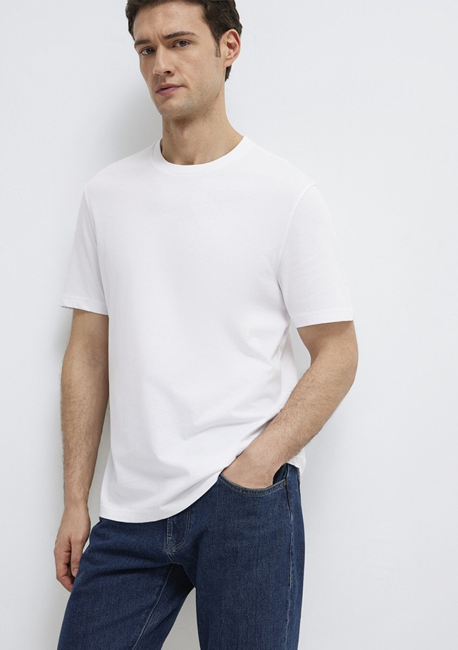  Mavi Beyaz Basic Tişört Regular Fit / Normal Kesim 0613477-620