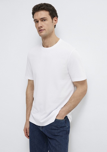  Mavi Beyaz Basic Tişört Regular Fit / Normal Kesim 0613477-620