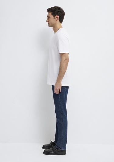  Mavi Beyaz Basic Tişört Regular Fit / Normal Kesim 0613477-620