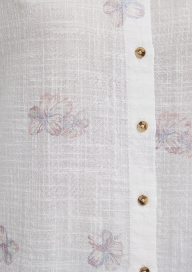  Mavi Baskılı Pembe Gömlek Loose Fit / Bol Rahat Kesim 122514-91496