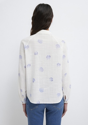  Mavi Baskılı Mavi Gömlek Loose Fit / Bol Rahat Kesim 122514-91497