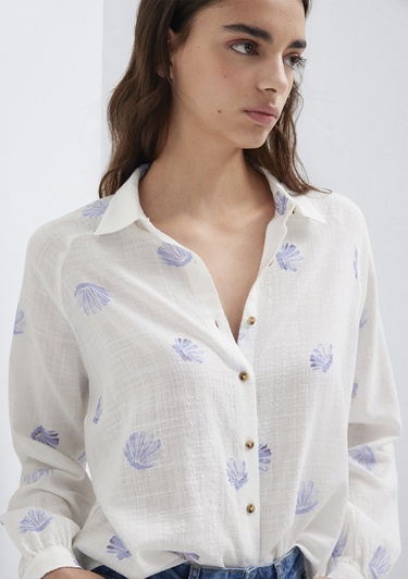  Mavi Baskılı Mavi Gömlek Loose Fit / Bol Rahat Kesim 122514-91497