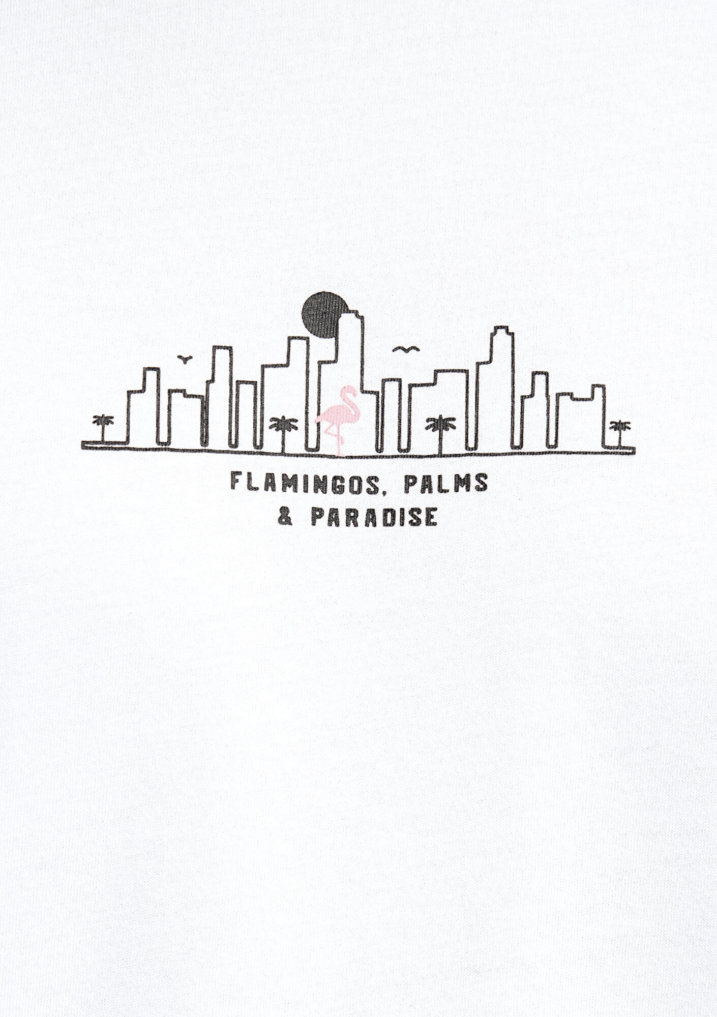 Mavi Miami Baskılı Ekru Tişört Oversize / Geniş Kesim 0613296-70057