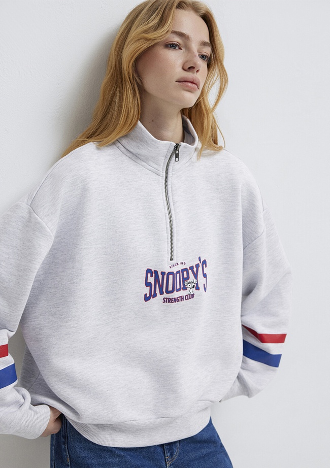  Mavi Peanuts Baskılı Gri Sweatshirt 1S10529-80196
