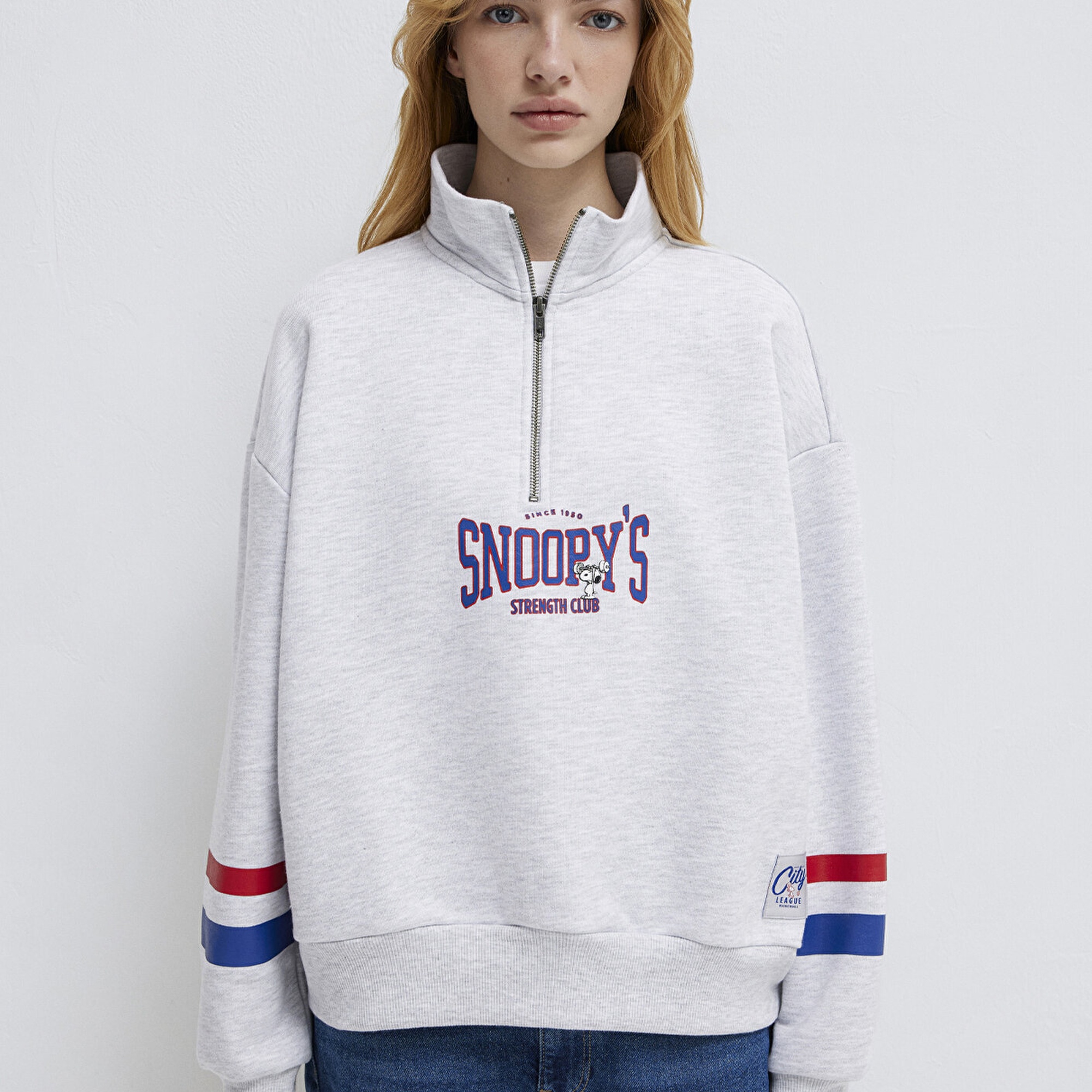 Mavi Peanuts Baskılı Gri Sweatshirt 1S10529-80196