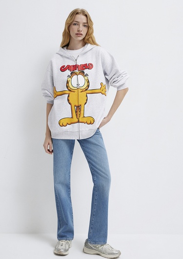 Mavi Garfield Baskılı Gri Sweatshirt 1S10527-88467