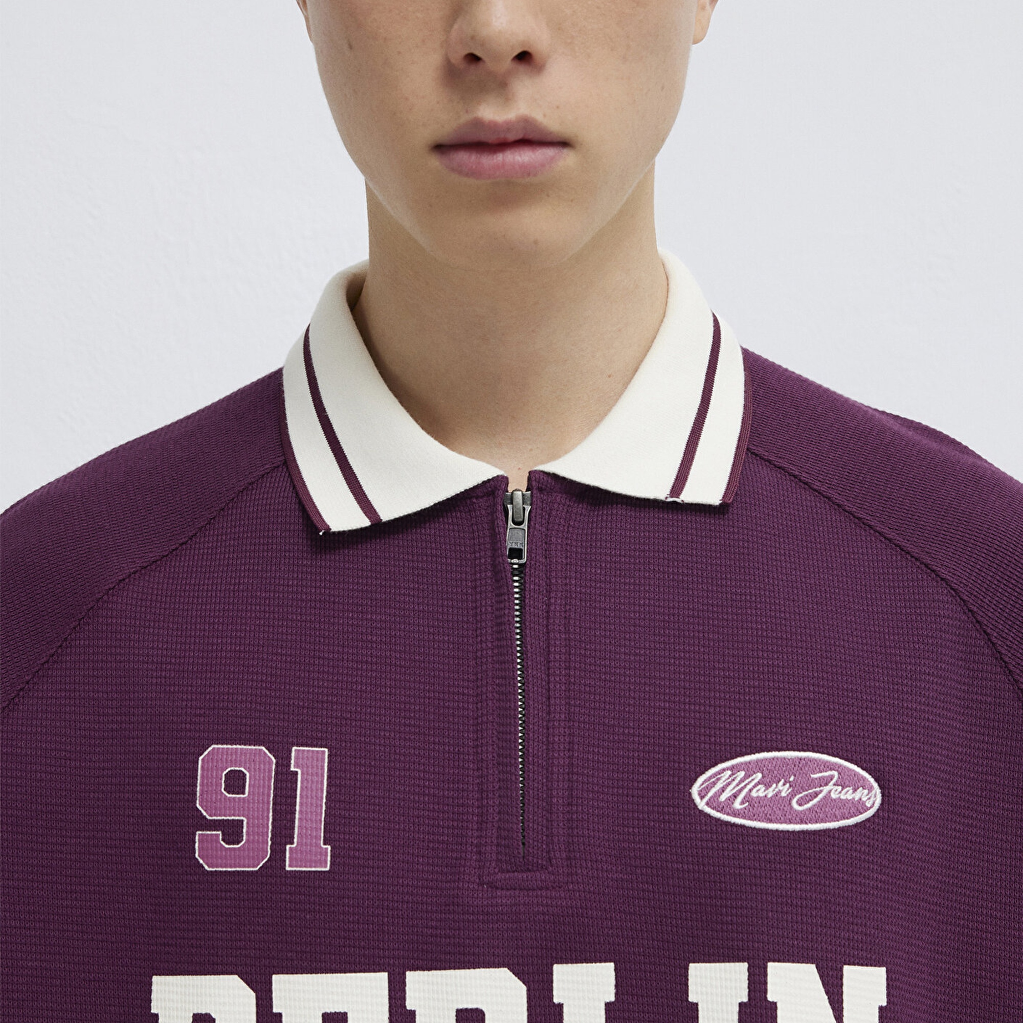 Mavi Berlin Baskılı Mor Polo Tişört Boxy Fit 0613230-70670