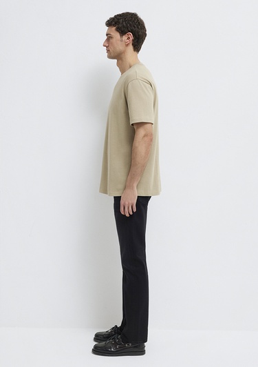  Mavi Bisiklet Yaka Bej Basic Tişört Loose Fit / Bol Rahat Kesim 0611596-70360