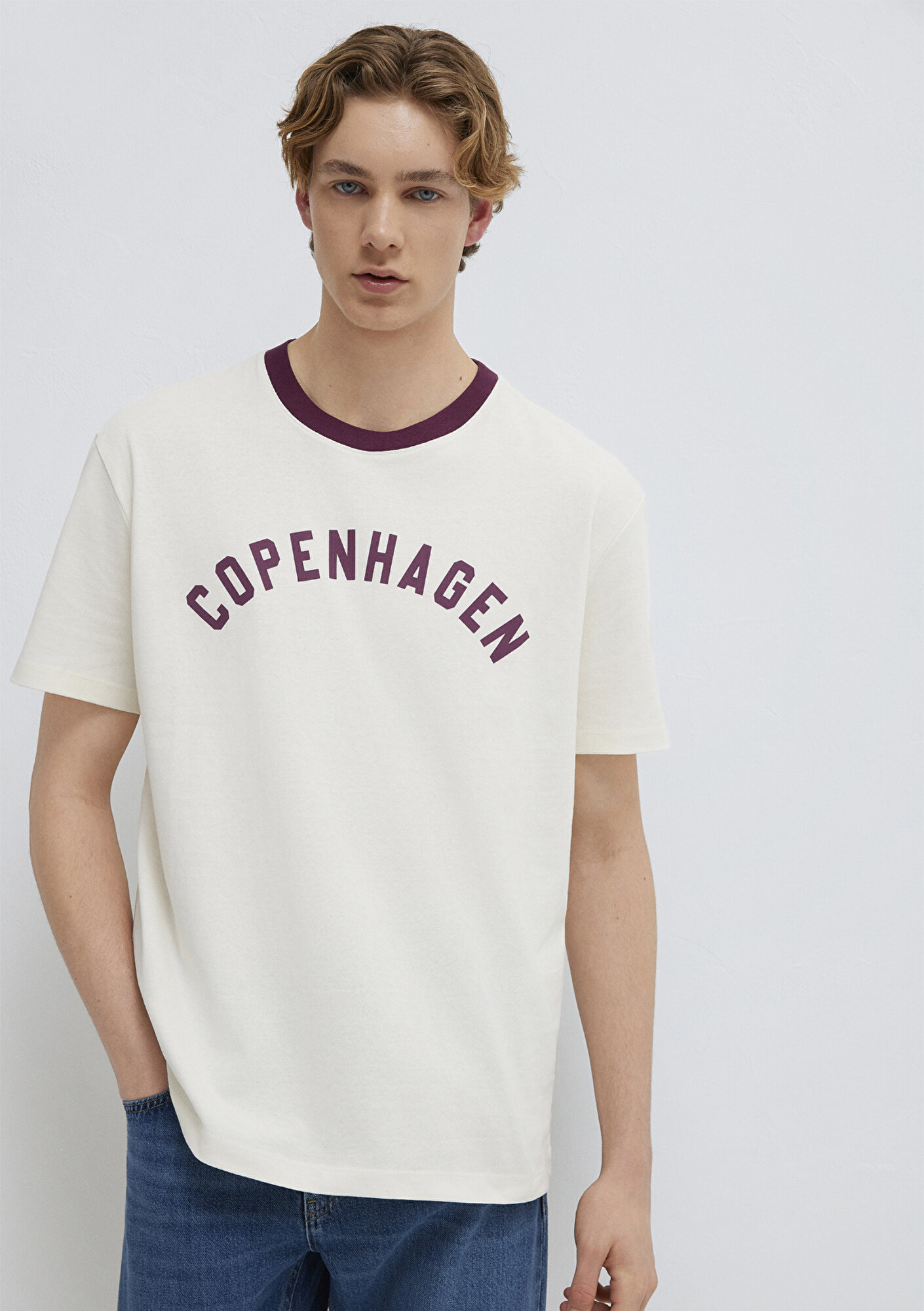 Mavi Copenhagen Baskılı Ekru Tişört Loose Fit / Bol Rahat Kesim 0613172-70056