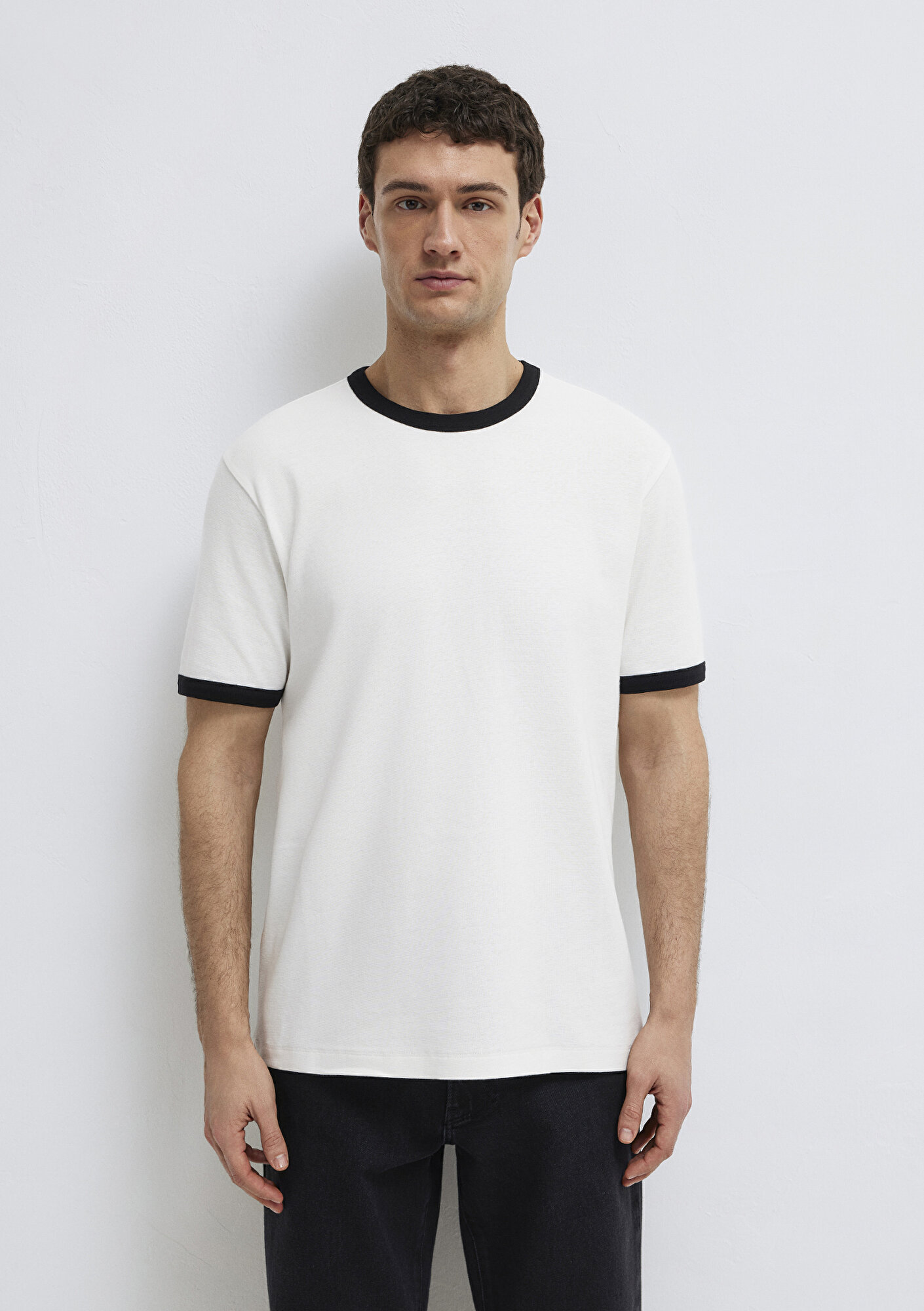 Mavi Ekru Tişört Loose Fit / Bol Rahat Kesim 0613223-70057