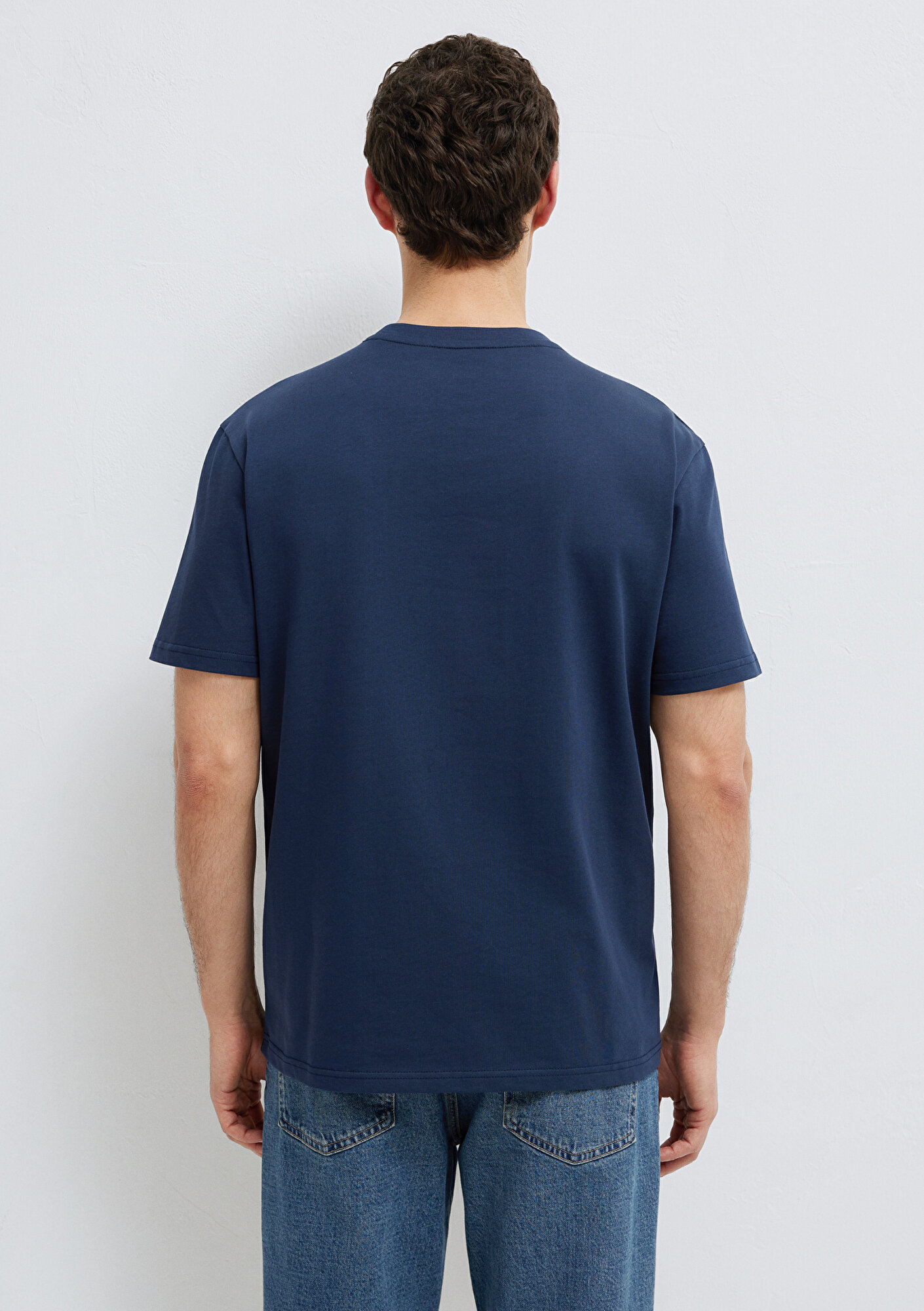  Mavi Baskılı Lacivert Tişört Loose Fit / Bol Rahat Kesim 0613156-70490