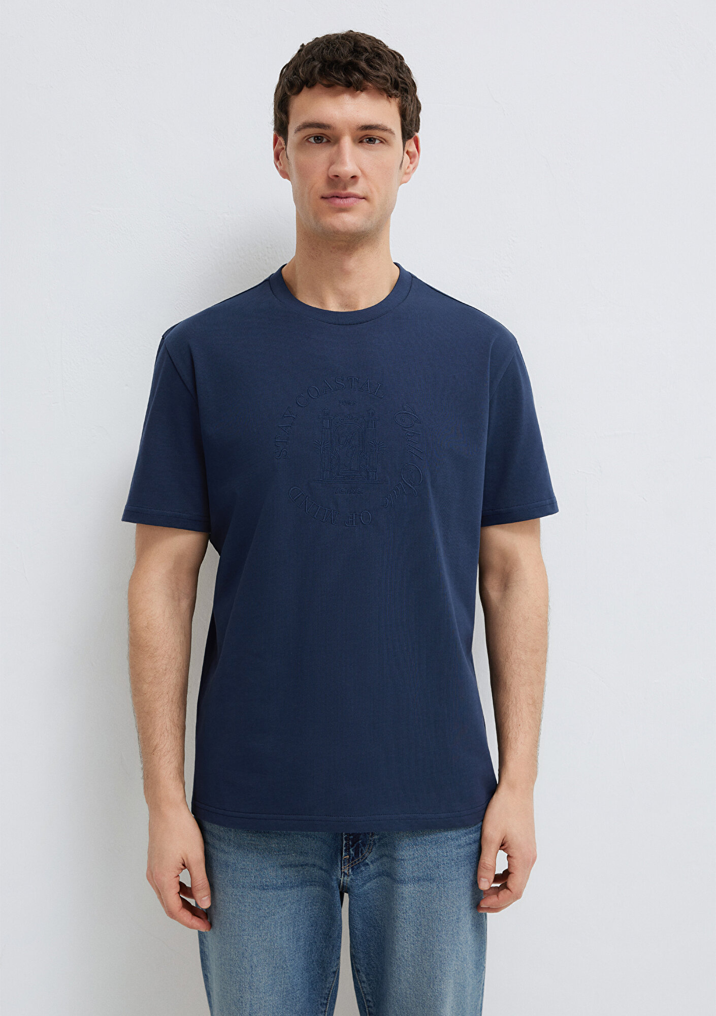 Mavi Baskılı Lacivert Tişört Loose Fit / Bol Rahat Kesim 0613156-70490