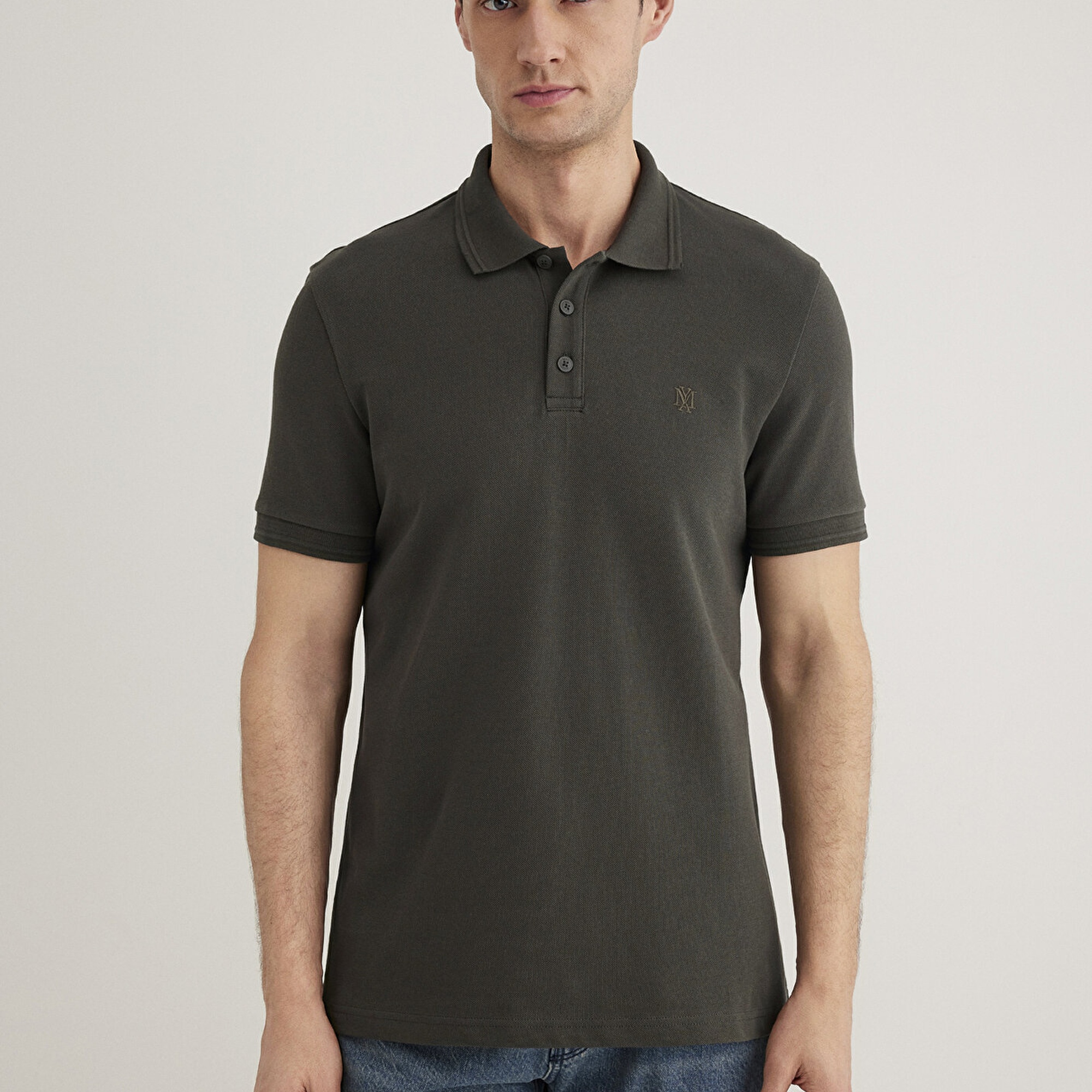 Mavi Yeşil Polo Tişört Slim Fit / Dar Kesim 064946-71587