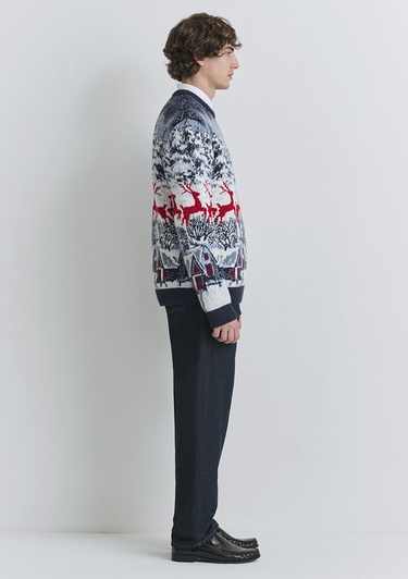  Mavi Yılbaşı Temalı Lacivert Kazak Regular Fit / Normal Kesim 0710407-70490