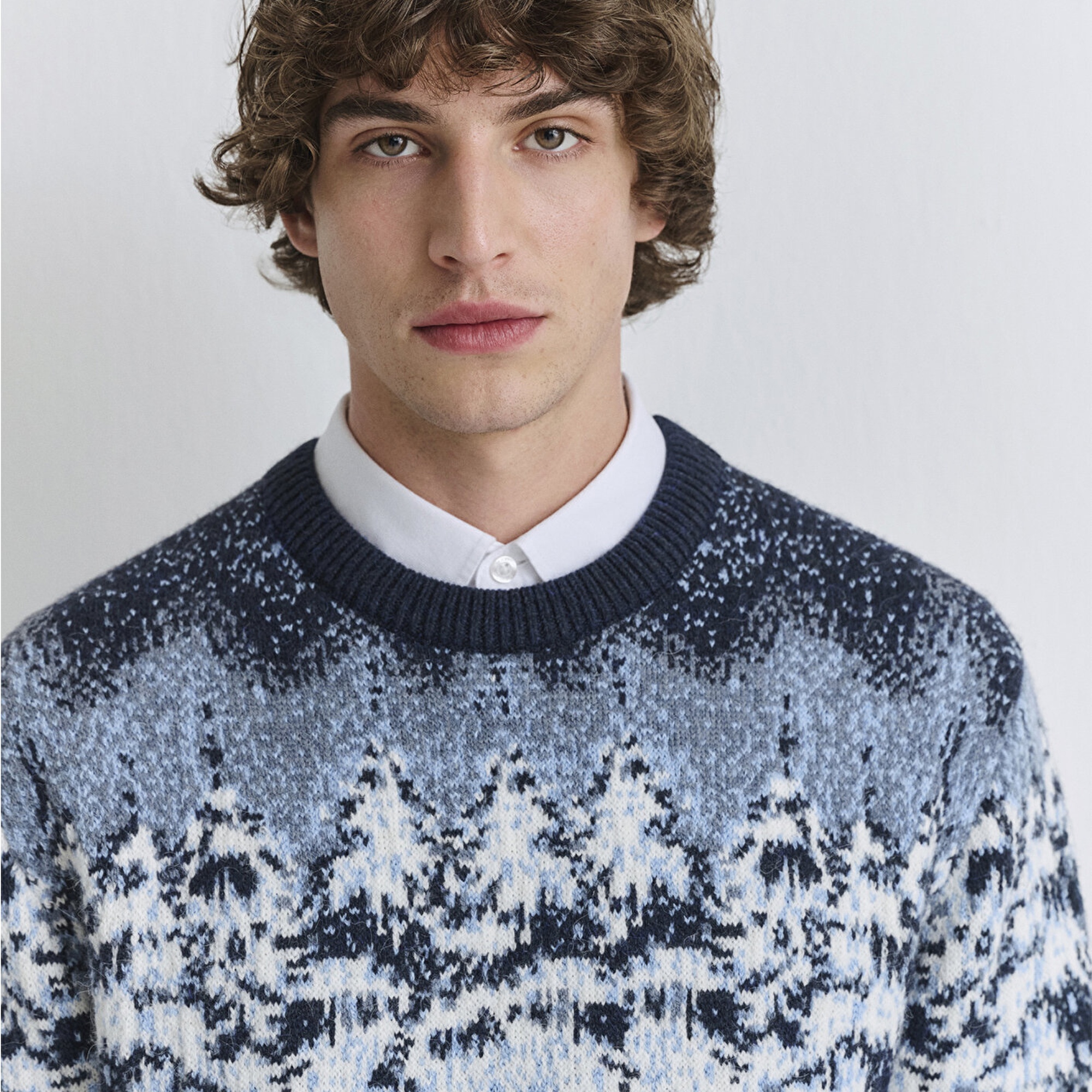 Mavi Yılbaşı Temalı Lacivert Kazak Regular Fit / Normal Kesim 0710407-70490