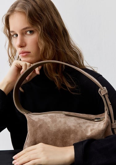  Mavi Süet Deri Kahverengi Kol Çantası 1913697-70367