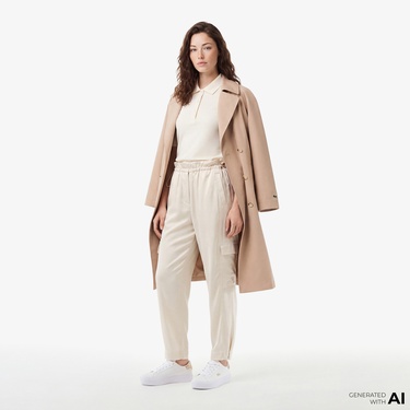  Kadın Oversize Fit Krem Kargo Pantolon