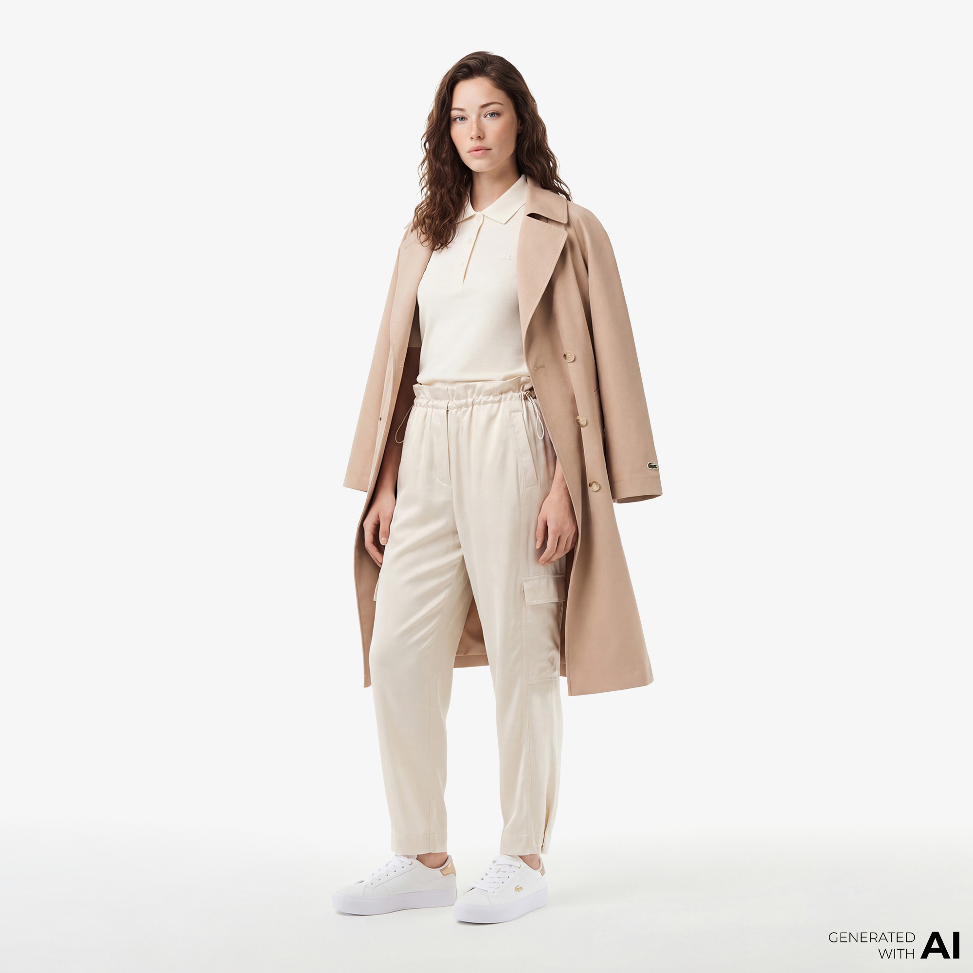  Kadın Oversize Fit Krem Kargo Pantolon