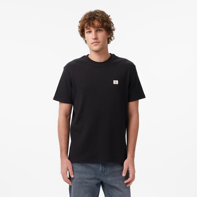  Calvin Klein Waffle Badge Crewnk Erkek Siyah T-Shirt