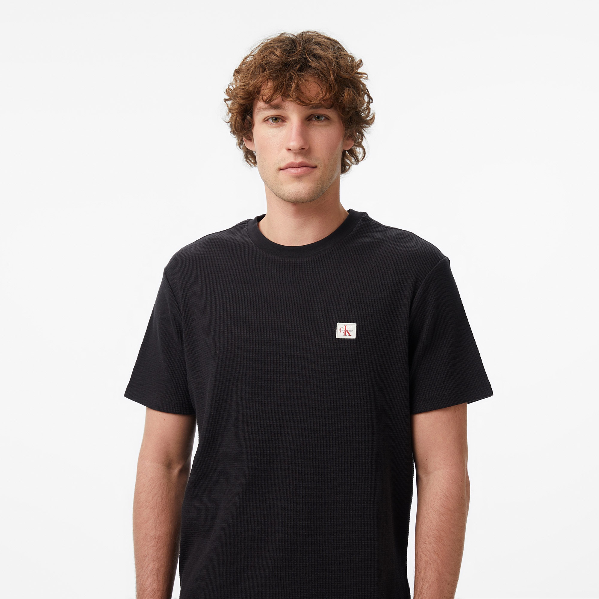 Calvin Klein Waffle Badge Crewnk Erkek Siyah T-Shirt