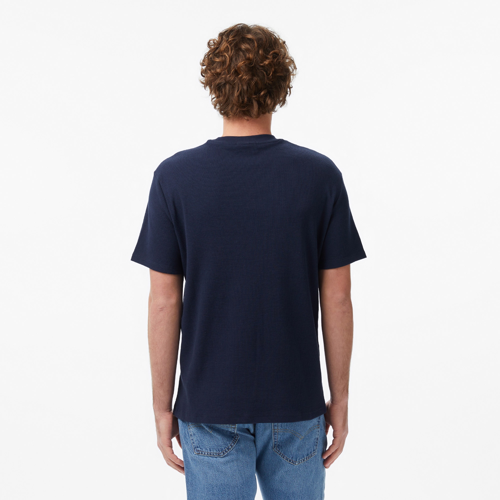 Calvin Klein Waffle Badge Crewnk Erkek Mavi T-Shirt