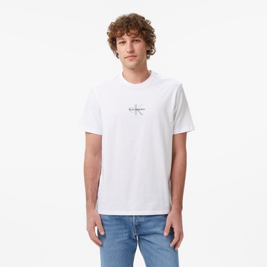  Calvin Klein 30S Micro Monologo Graphic Erkek Beyaz T-Shirt