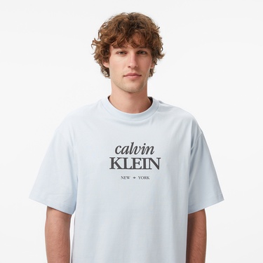  Calvin Klein 16S Diamond Grap Erkek Mavi T-Shirt