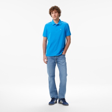  Calvin Klein Monogram Pique Erkek Mavi Polo