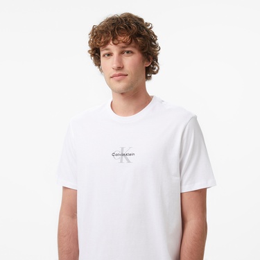  Calvin Klein 30S Micro Monologo Graphic Erkek Beyaz T-Shirt