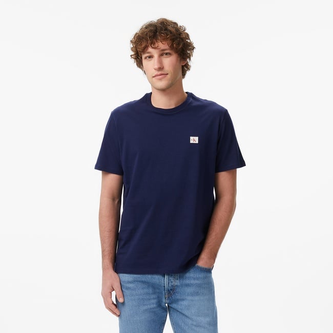 Calvin Klein Badge 30S Jersey Classic  Erkek Mavi T-Shirt