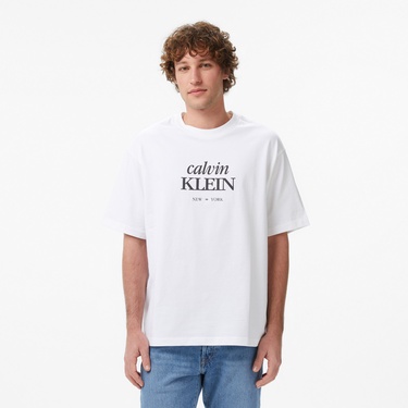  Calvin Klein 16S Diamond Grap Erkek Beyaz T-Shirt