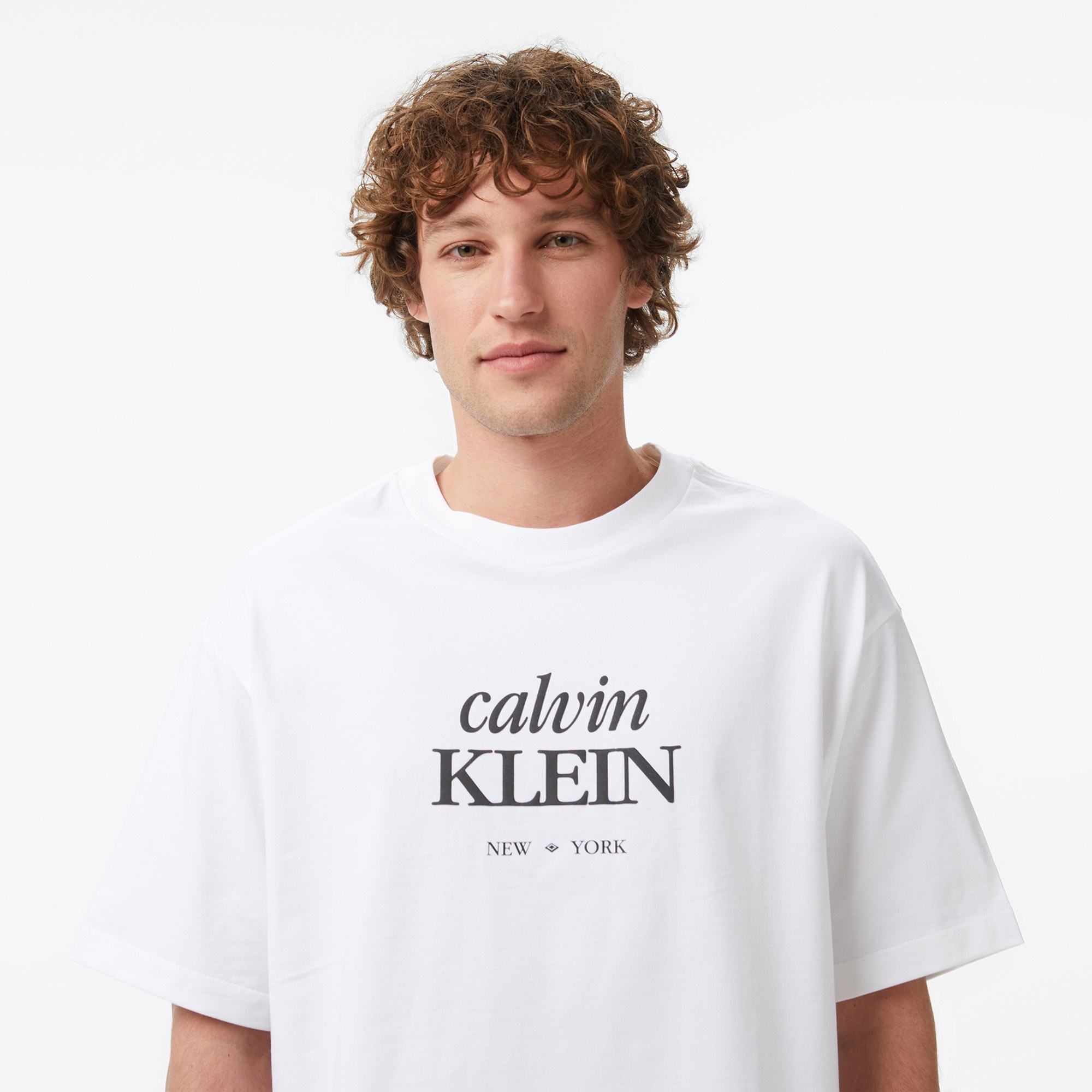 Calvin Klein 16S Diamond Grap Erkek Beyaz T-Shirt