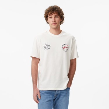  Tommy Hilfiger Signature Erkek Beyaz T-Shirt