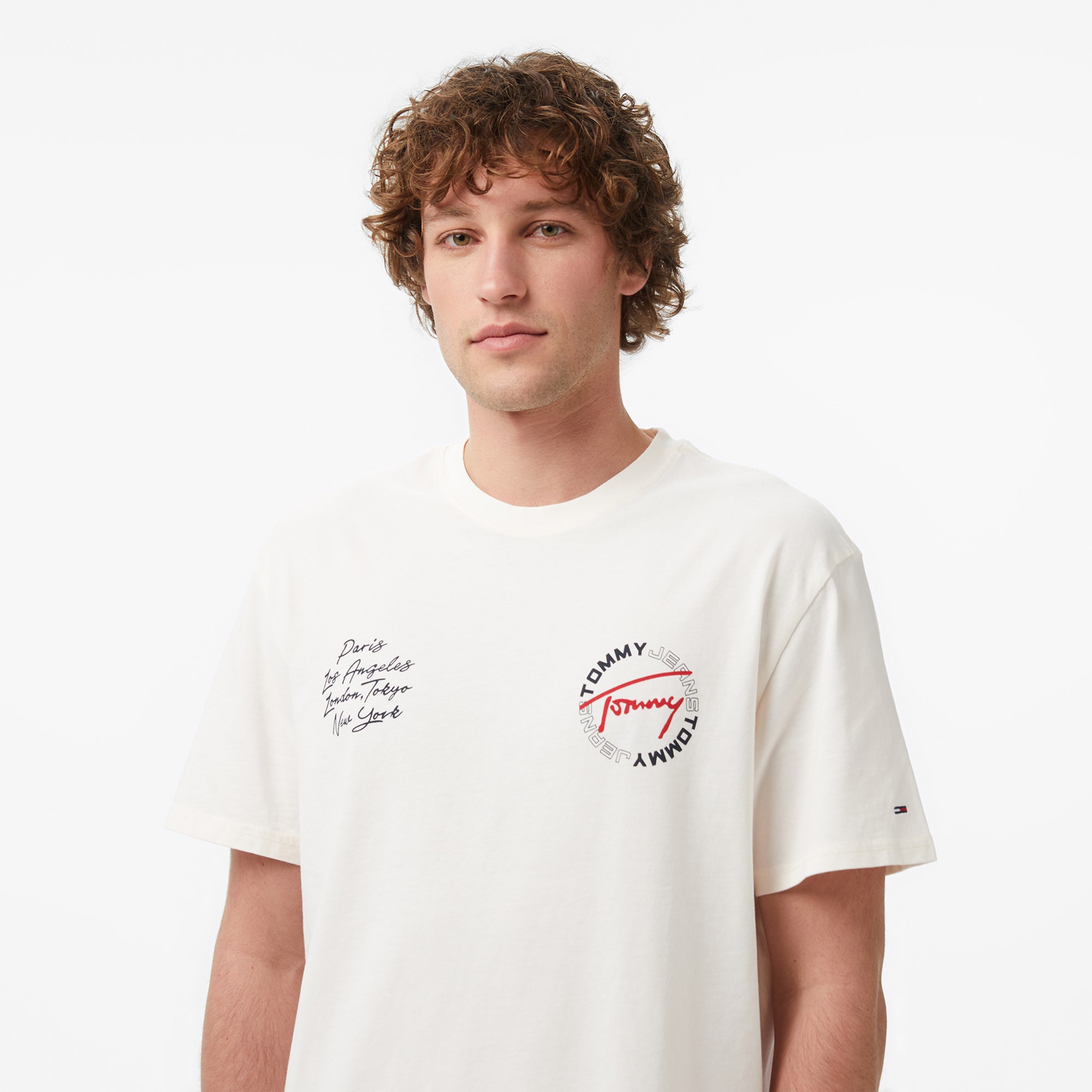 Tommy Hilfiger Signature Erkek Beyaz T-Shirt