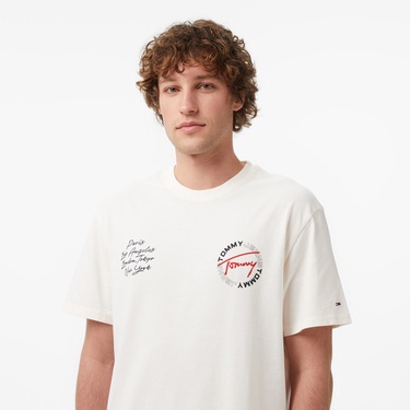  Tommy Hilfiger Signature Erkek Beyaz T-Shirt