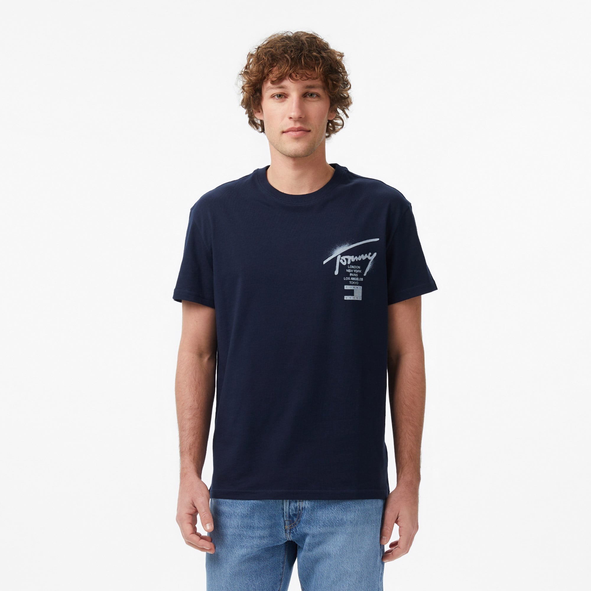 Tommy Hilfiger Signature Erkek Lacivert T-Shirt