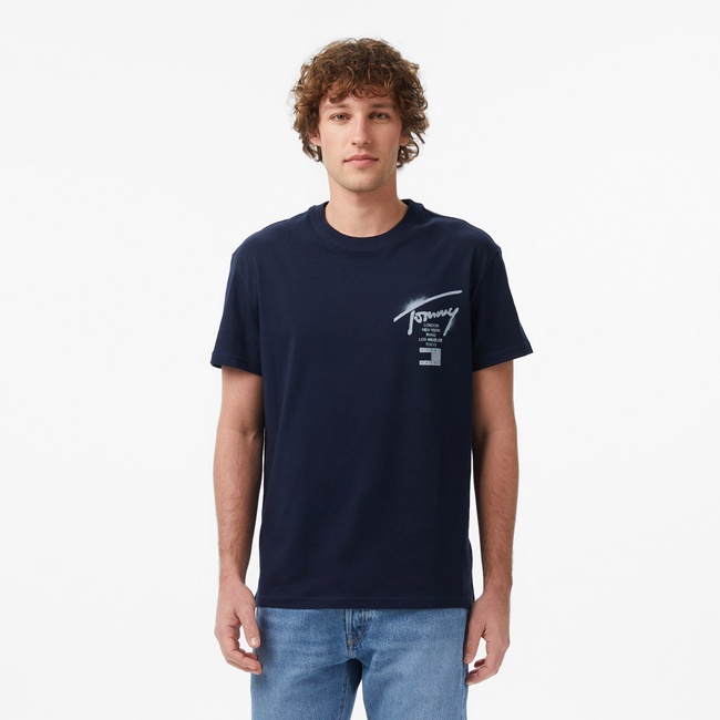  Tommy Hilfiger Signature Erkek Lacivert T-Shirt
