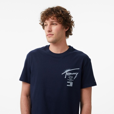  Tommy Hilfiger Signature Erkek Lacivert T-Shirt