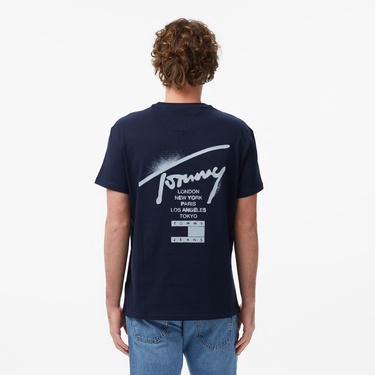  Tommy Hilfiger Signature Erkek Lacivert T-Shirt