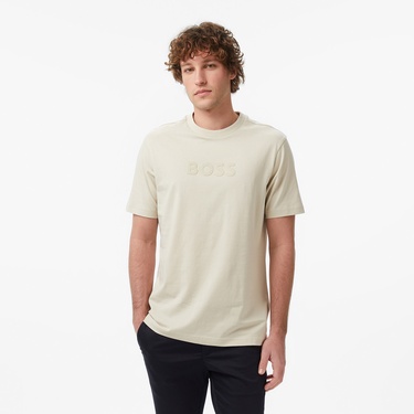  Boss TS Logo Erkek Bej T-Shirt