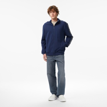  Guess Full Zip Aktif Erkek Mavi Sweatshirt