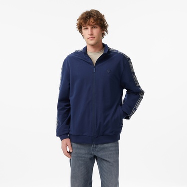  Guess Full Zip Aktif Erkek Mavi Sweatshirt