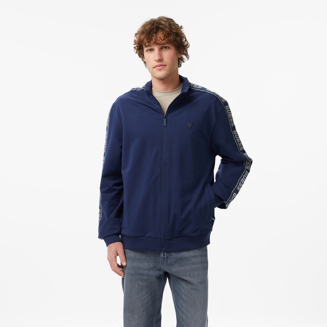  Guess Full Zip Aktif Erkek Mavi Sweatshirt