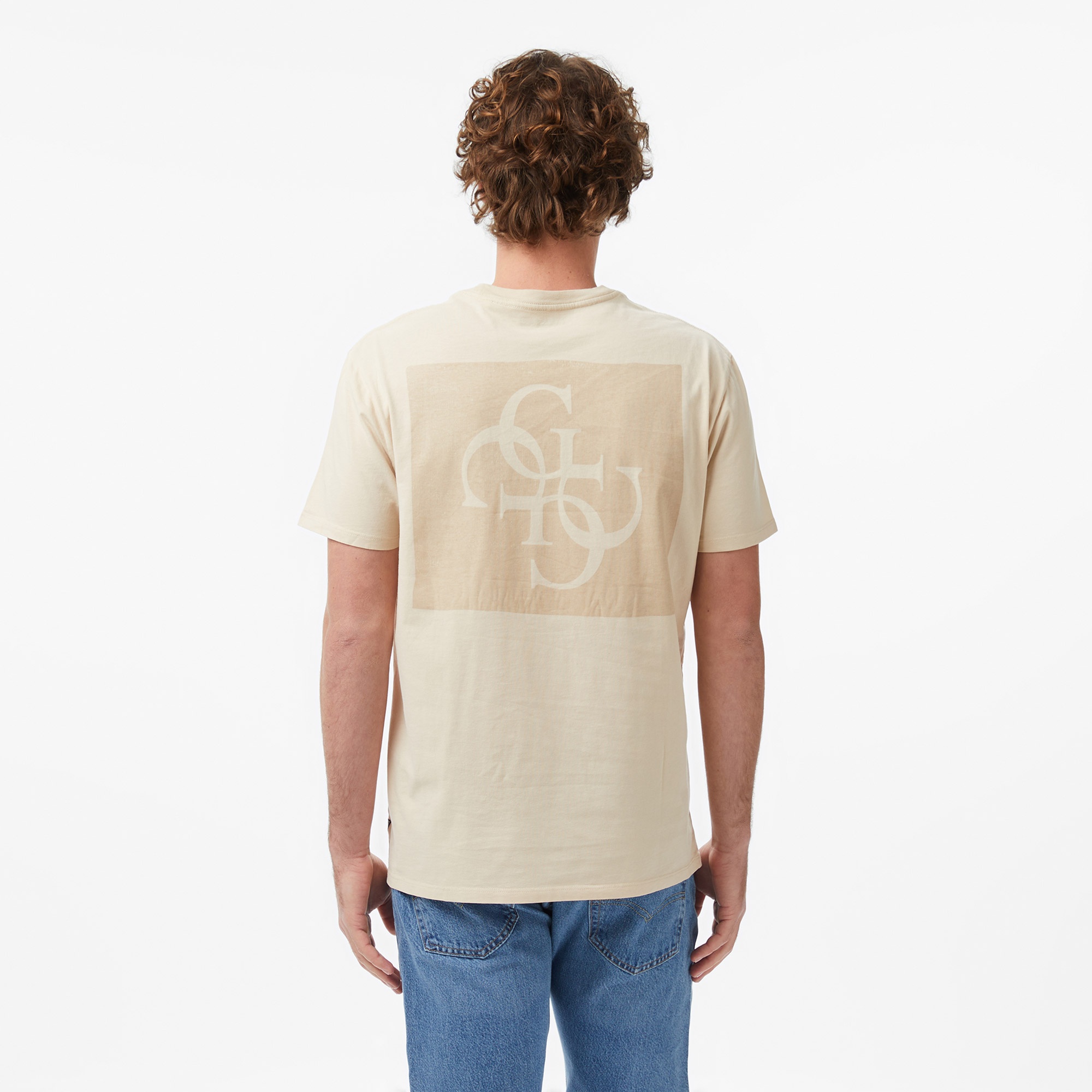 Guess Regular Fit Erkek Krem T-Shirt