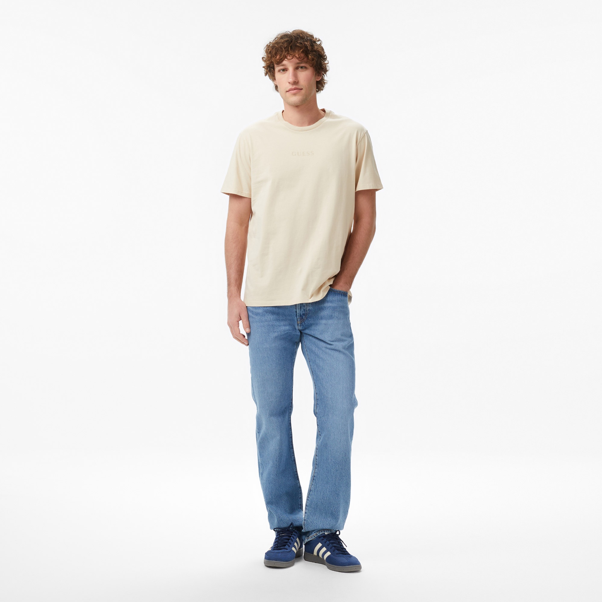 Guess Regular Fit Erkek Krem T-Shirt