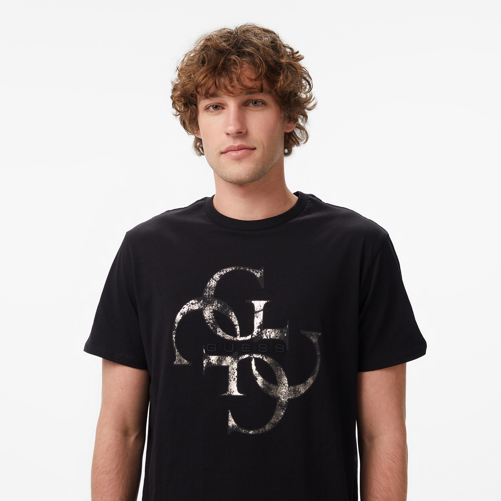 Guess Shimmer Regular Fit Erkek Siyah T-Shirt