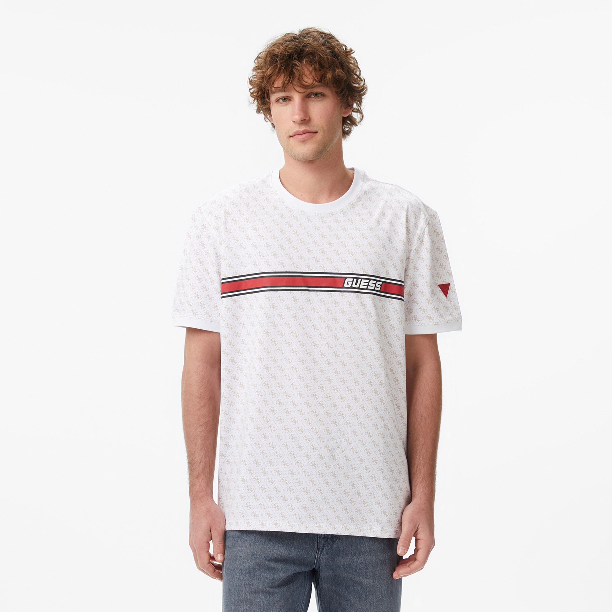 Guess Jamey Aktif Regular Fit Erkek Beyaz T-Shirt