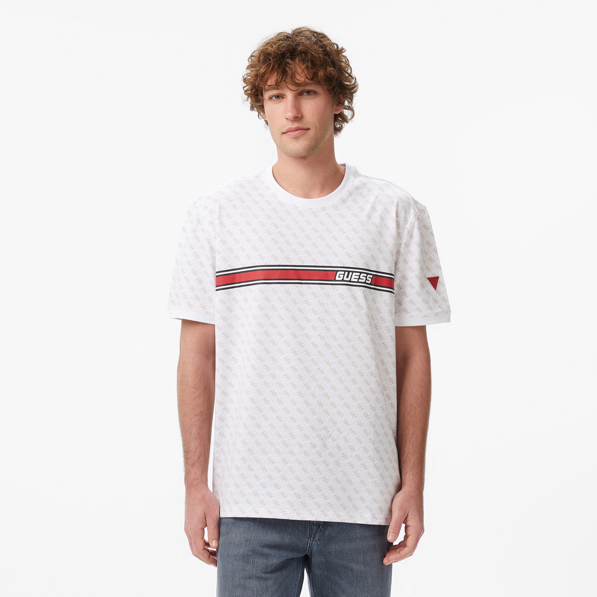  Guess Jamey Aktif Regular Fit Erkek Beyaz T-Shirt