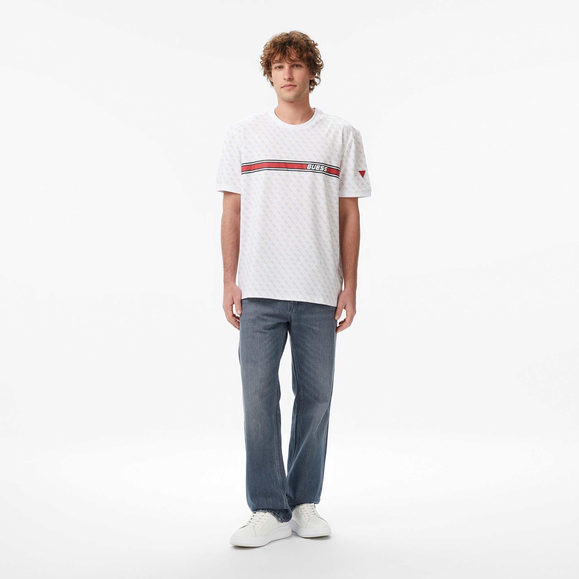 Guess Jamey Aktif Regular Fit Erkek Beyaz T-Shirt